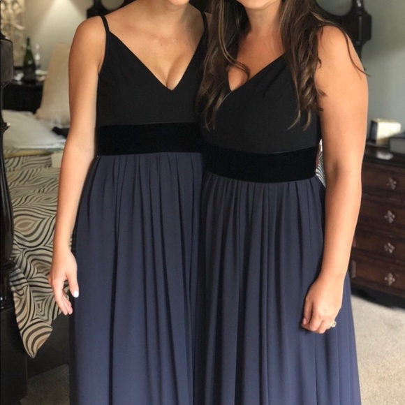 BHLDN Anthropologie Blue & Black Floor Length Dress - Picture 2 of 4